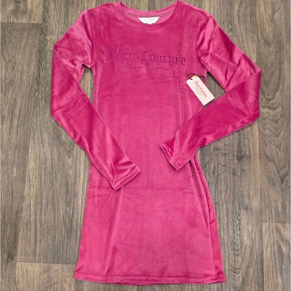 Juicy Couture Signature Logo Velour Sleepwear/Dress- Festival Fuschia - Picture 4 of 6
